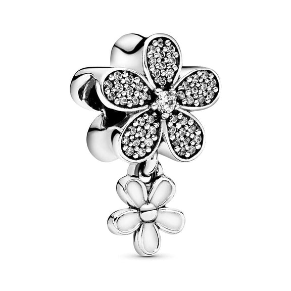 Pandora 792098CZ Women's Daisy Charm, Silver, Cubic Zirconia, White ...