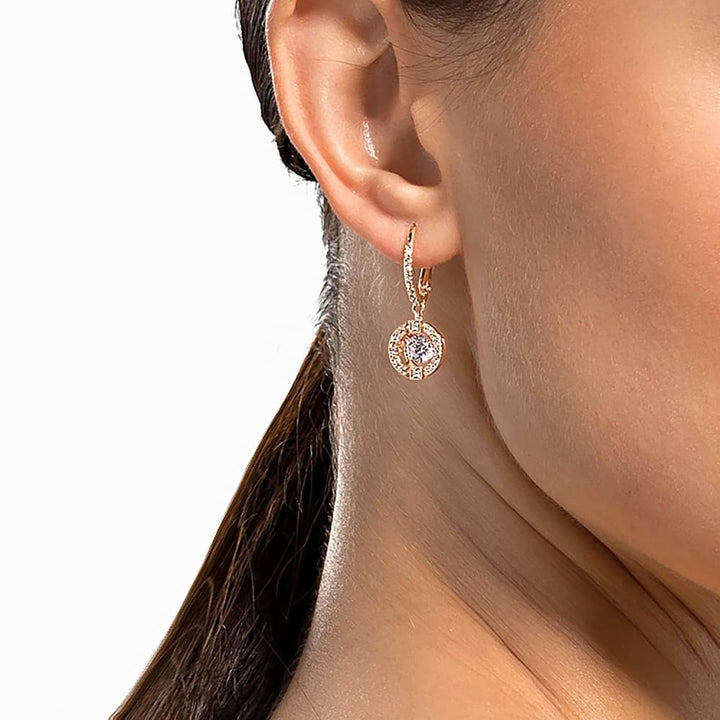 Swarovski Sparkling Dance Round Earrings - Rose Gold, 5504753 - View 4
