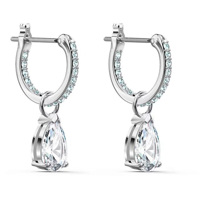 Swarovski Attract Pear-Cut Drop Earrings, Rhodium Plated - View 2