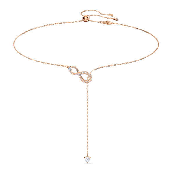 Swarovski Infinity Y Necklace - Rose Gold & White - 5521346 - View 1
