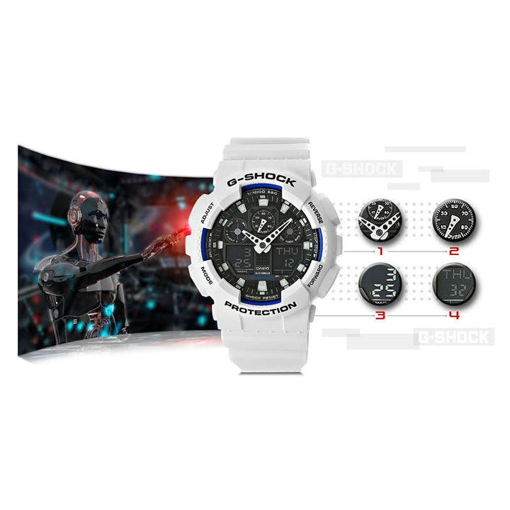 Casio G-Shock GA-100B-7AER Ana-Digi White Watch - View 2