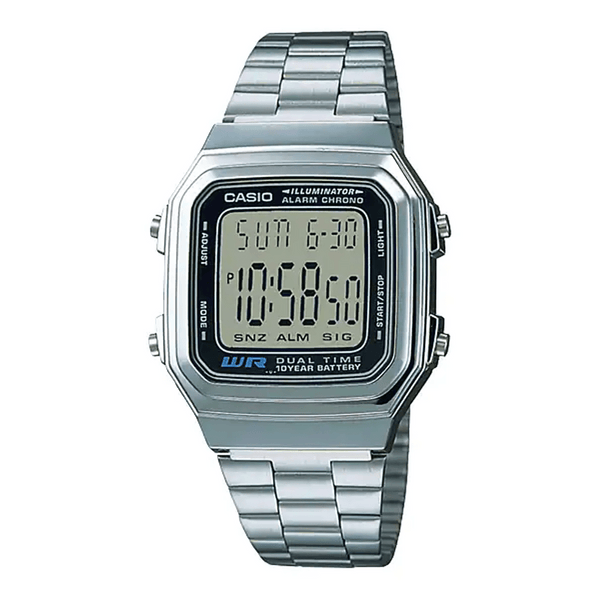 Casio Illuminator A178WA-1ADF Stainless Steel Digital Watch - View 1
