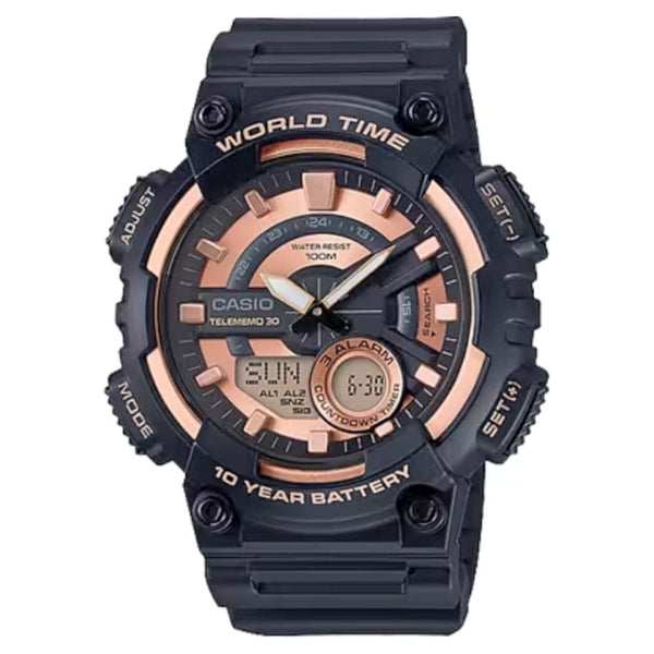 Casio Youth AEQ-110W-1A3VDF Black & Rose Gold Combination Watch - View 1