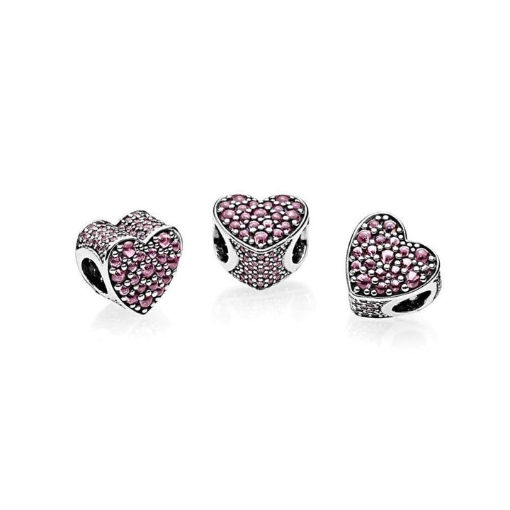 Pandora Pink Dazzling Heart Charm 792069PCZ - View 2