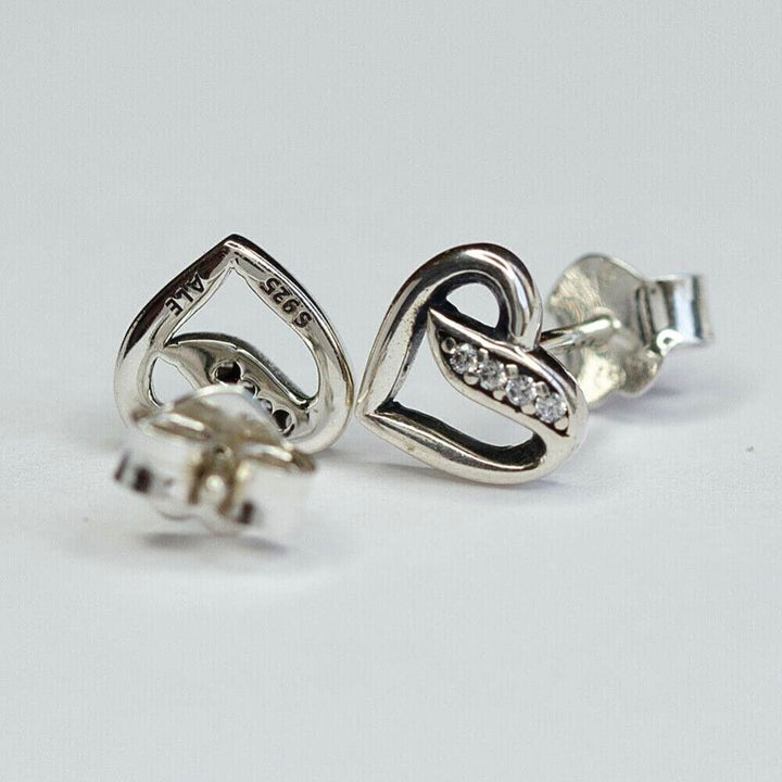 Pandora Ribbon Open Heart Stud Earrings 290736CZ - View 2