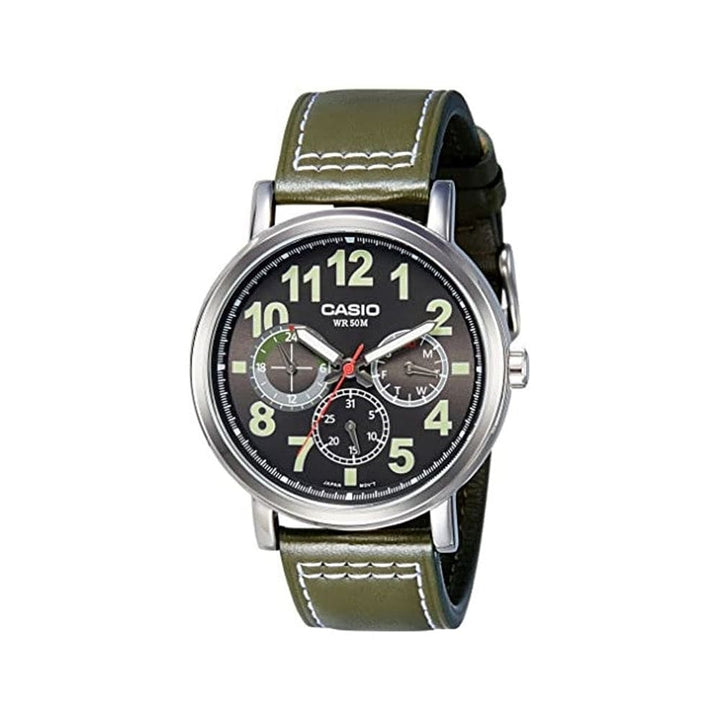 Casio Standard MTP-E309L-3AVDF Multifunction Leather Watch - View 1