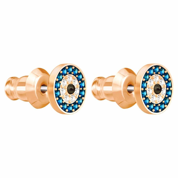 Swarovski Luckily Stud Earrings - Rose Gold & Blue (5377720) - View 2