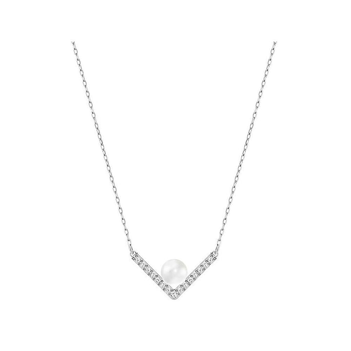 Swarovski Edify Pearl & Crystal Necklace - Rhodium Finish 5213361 - View 1