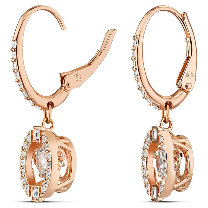 Swarovski Sparkling Dance Round Earrings - Rose Gold, 5504753 - View 3
