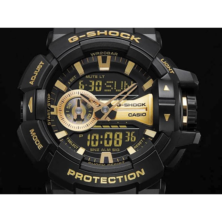 Casio G-Shock GA400GB-1A9 Bold Black & Gold Watch - View 3