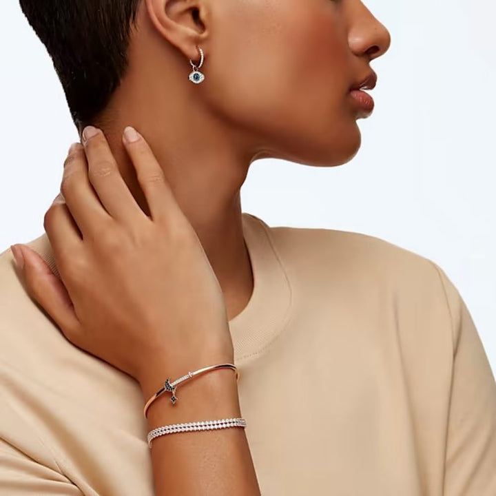 Swarovski Symbolic Evil Eye Hoop Earrings, Blue, 5425857 - View 4