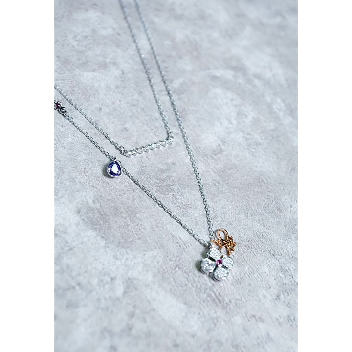 Swarovski Glowing Clover 5273297 Purple Crystal Necklace - View 4