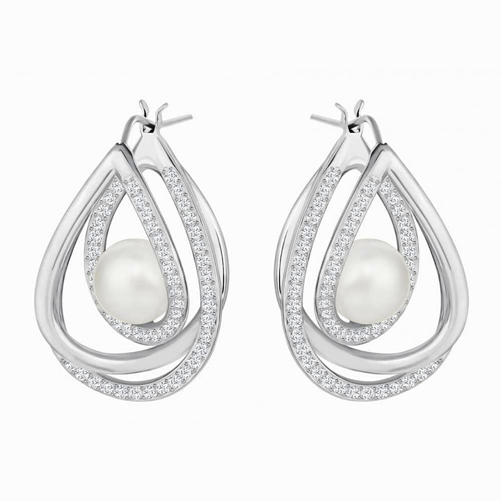 Swarovski Free Pearl Drop Earrings - Rhodium Finish - 5217718 - View 1