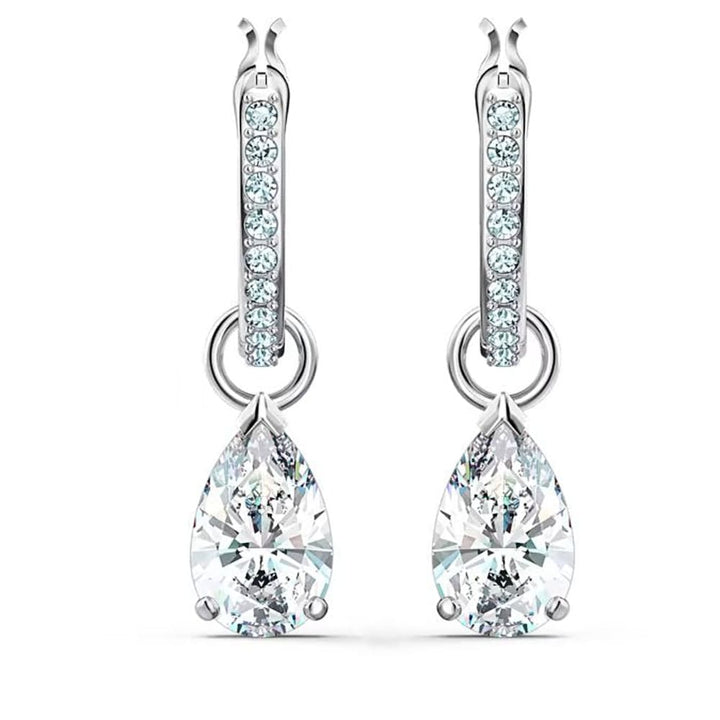 Swarovski Attract Pear-Cut Drop Earrings, Rhodium Plated - View 1