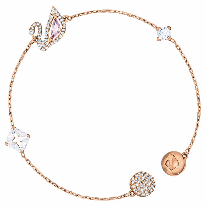 Swarovski Dazzling Swan Bracelet, 18cm - Rose Gold - View 2