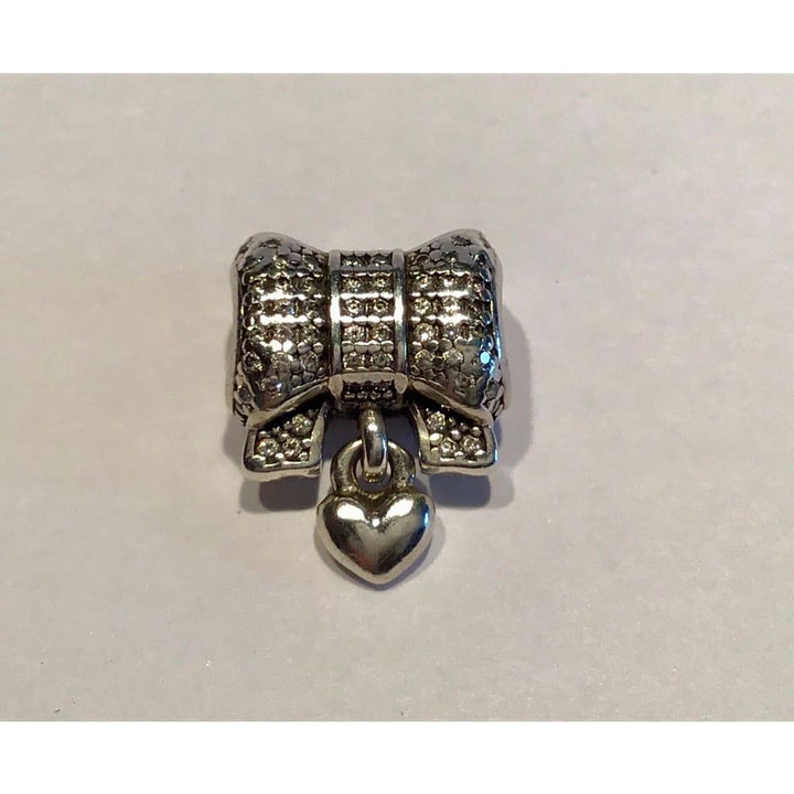 Pandora Bow Charm, Silver with CZ & Heart 791776CZ - View 3