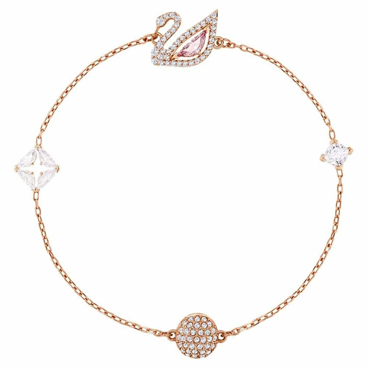 Swarovski Dazzling Swan Bracelet, 18cm - Rose Gold - View 1