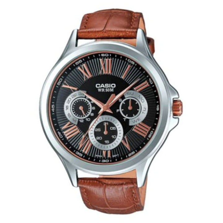 Casio Enticer MTP-E308L-1AVDF Men's Leather Watch - View 1