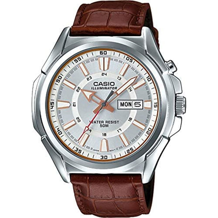 Casio MTP-E200L-7AVDF Men's Illuminator Watch with Brown Leather Band - View 1