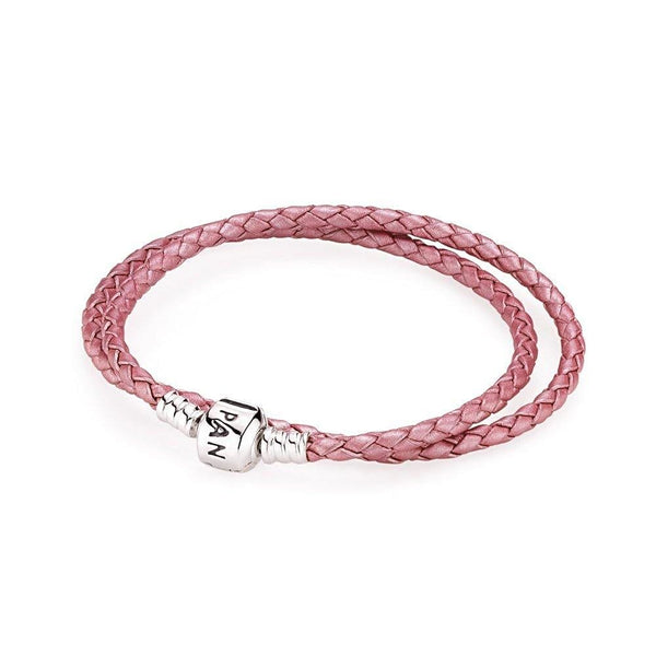 Pandora Moments Pink Double Leather Bracelet 590705CMP-D1 - View 1