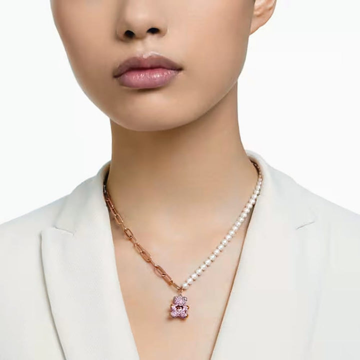 Swarovski Teddy Crystal Pearl Pendant, Rose Gold-Tone - View 5