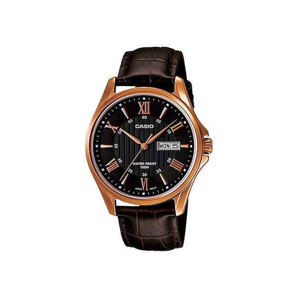 Casio Rose Gold MTP-1384L-1AVDF Men's Leather Watch - View 1