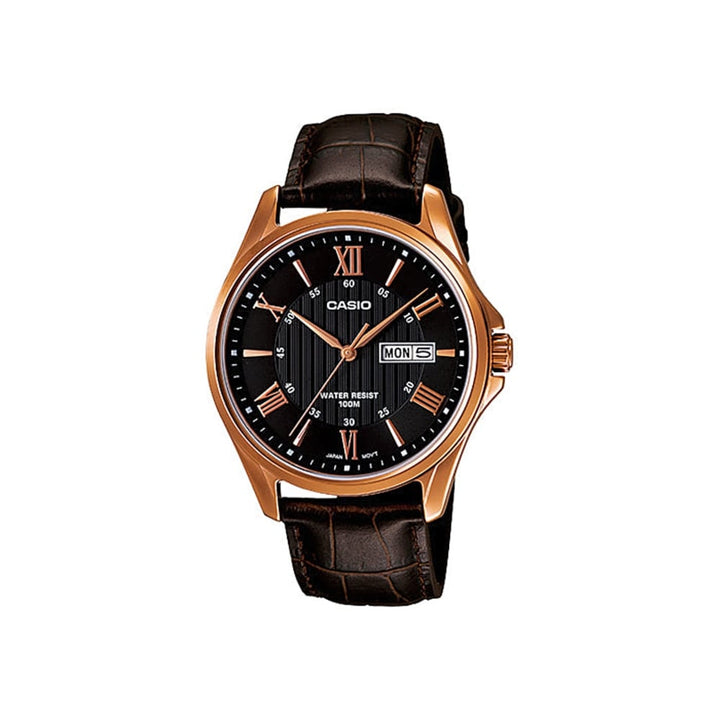 Casio Rose Gold MTP-1384L-1AVDF Men's Leather Watch - View 1