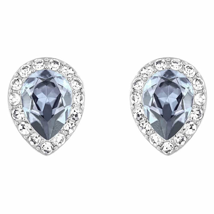 Swarovski Christie Pear Earrings: Rhodium-Plated Blue Crystal (5113783) - View 1