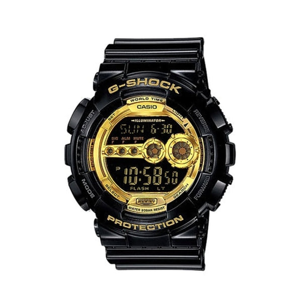 Casio G-Shock GD-100GB-1DR Black and Gold Digital Watch - View 1