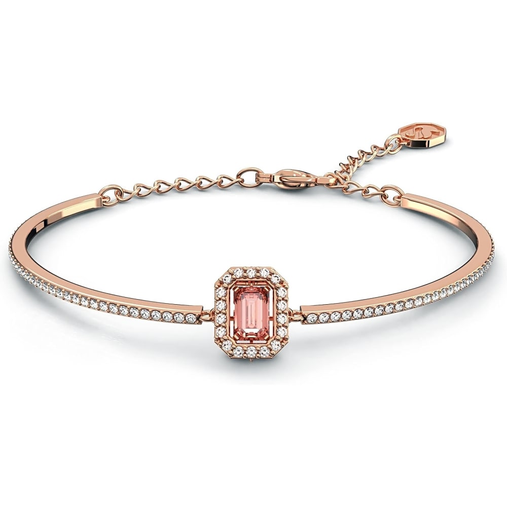 Swarovski 5620555 Una Women's Bangle, Pink Octagon Crystal, Rose Gold ...