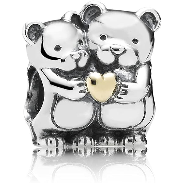 Pandora Bear Hug Charm 791395 - Sterling Silver & Gold - View 1