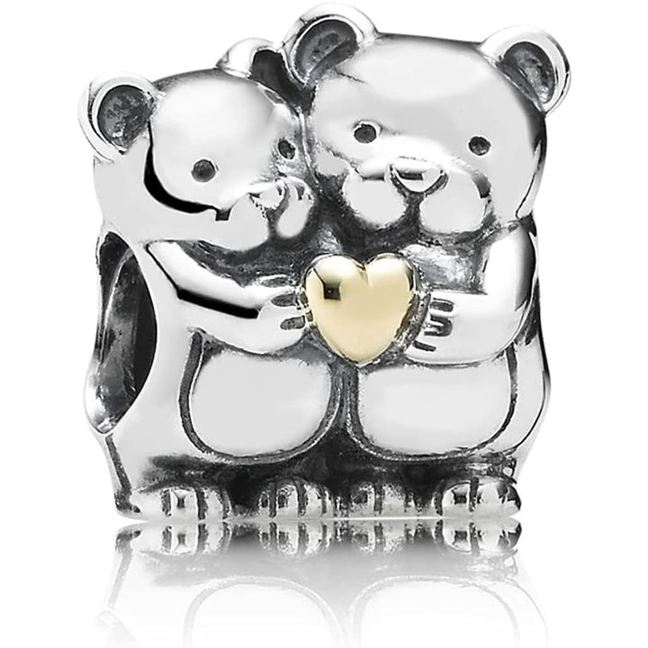 Pandora Bear Hug Charm 791395 - Sterling Silver & Gold - View 1