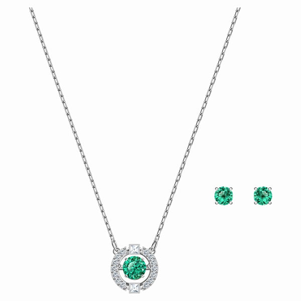 Swarovski Sparkling Dance Green Crystal Necklace & Earring Set 5516965 - View 1