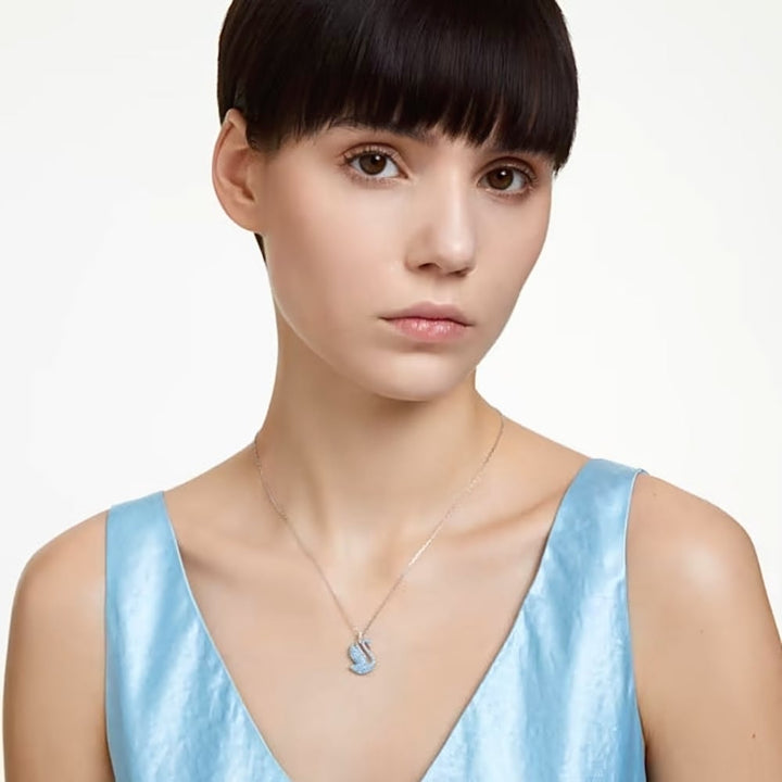 Swarovski Swan Pendant, Medium, Blue, Rhodium Plated, 5660594 - View 5