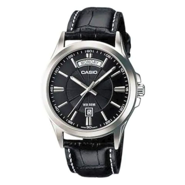 Casio MTP-1381L-1AVDF Classic Black Leather Watch - View 1