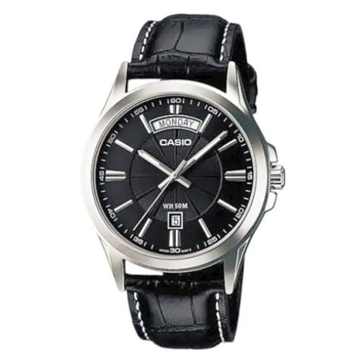 Casio MTP-1381L-1AVDF Classic Black Leather Watch - View 1