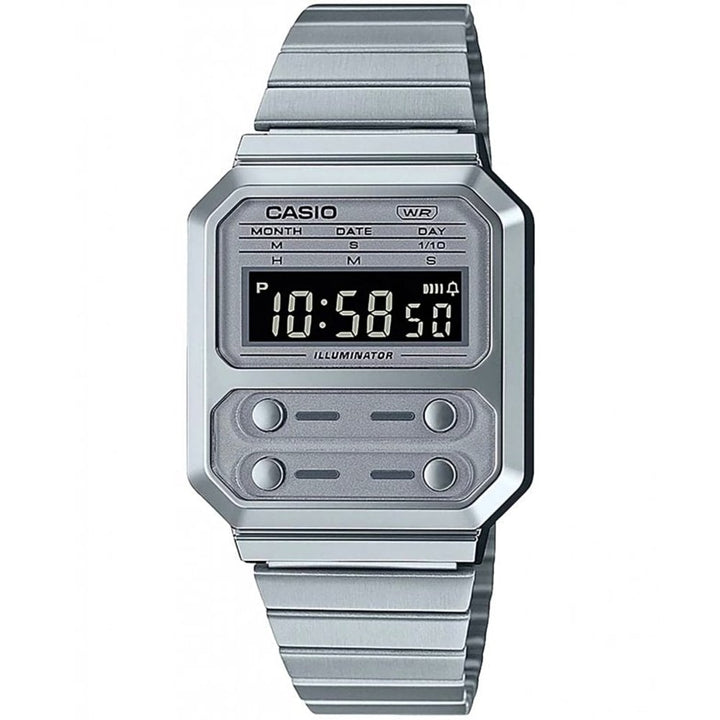 Casio Vintage A100WE-7BEF Digital Silver Watch - View 1