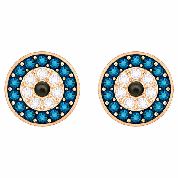 Swarovski Luckily Stud Earrings - Rose Gold & Blue (5377720) - View 1