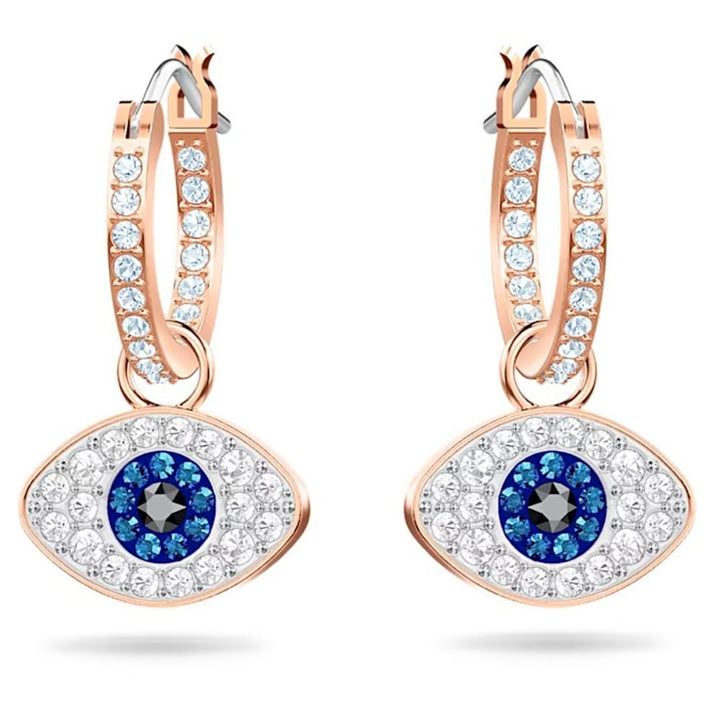 Swarovski Symbolic Evil Eye Hoop Earrings, Blue, 5425857 - View 1