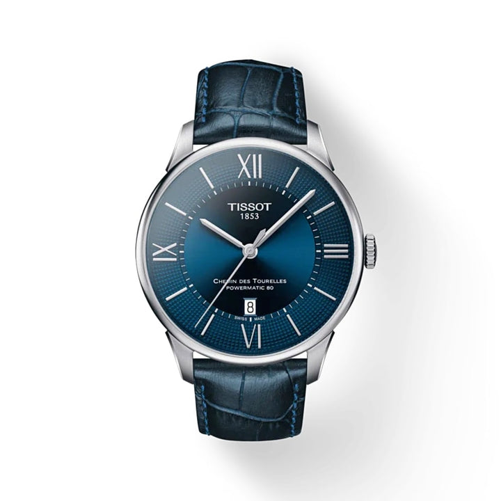 Tissot Chemin Des Tourelles Powermatic 80 Blue Leather Men's Watch T0994071604800 - View 1