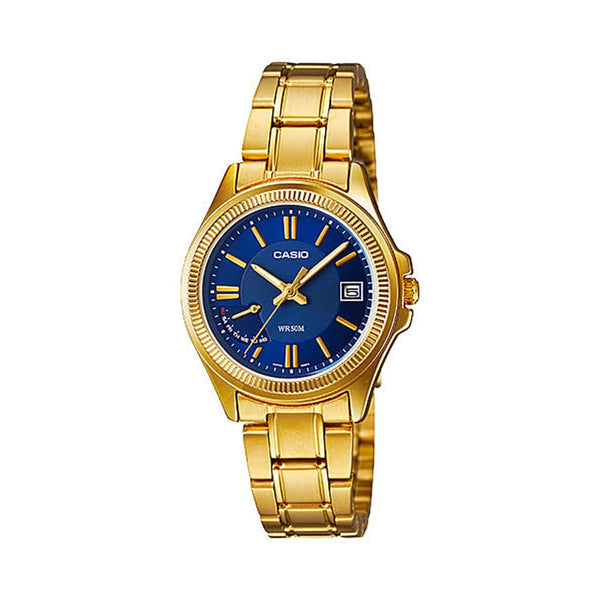 Casio Gold Tone Blue Dial Watch LTP-E115GB-2AVDF - View 1
