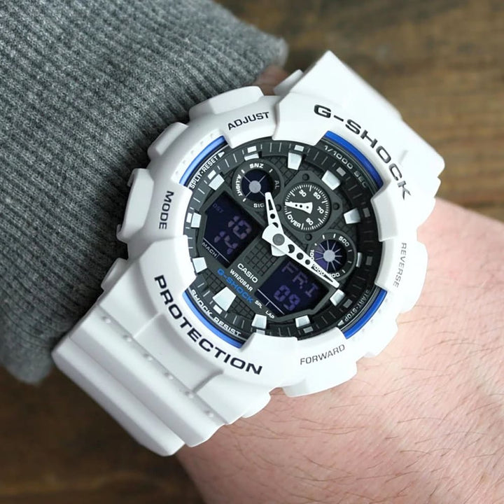 Casio G-Shock GA-100B-7AER Ana-Digi White Watch - View 3