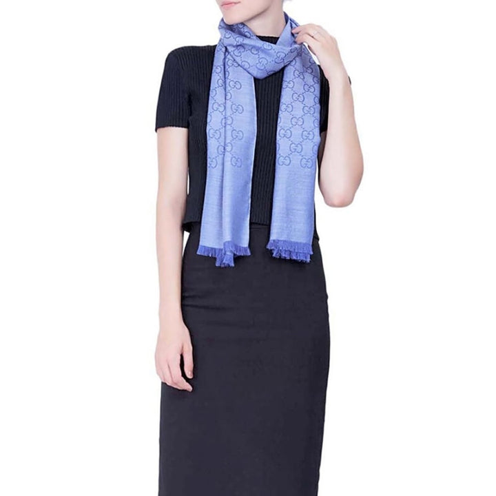 Gucci Nile Sky Blue Wool Silk Scarf - Model 165904-3G646-4769 - View 4
