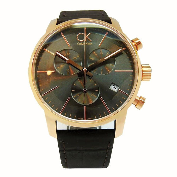 Calvin Klein City K2G276G3 Men's Brown Leather Chronograph Watch - View 1