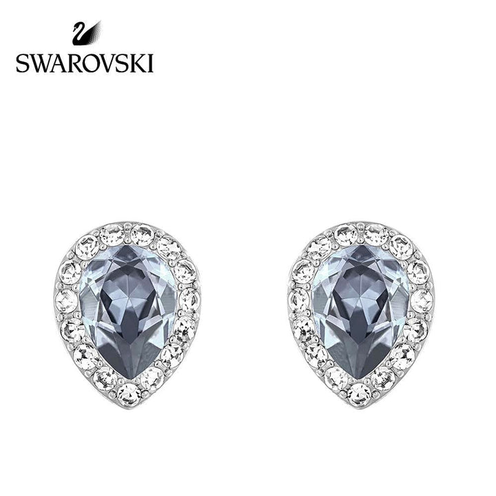 Swarovski Christie Pear Earrings: Rhodium-Plated Blue Crystal (5113783) - View 4
