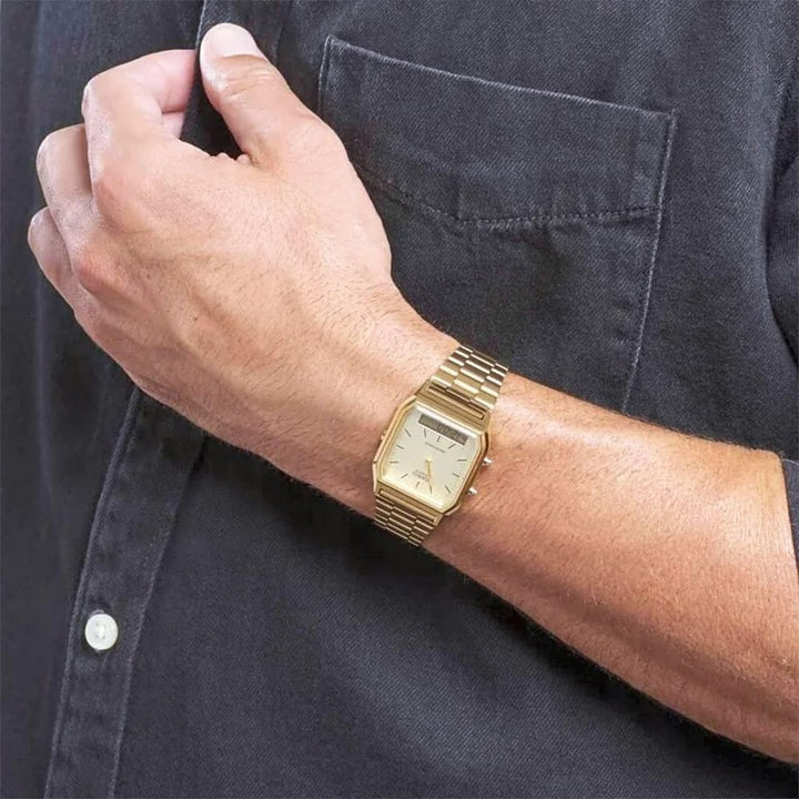 Casio AQ-230GA-9DMQ Vintage Gold Digital-Analog Watch - View 3