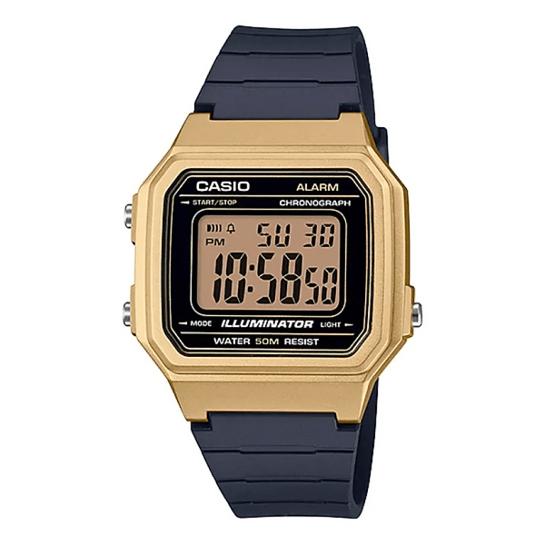 Casio Digital W-217HM-9AVDF Unisex Watch - Black & Gold - View 1