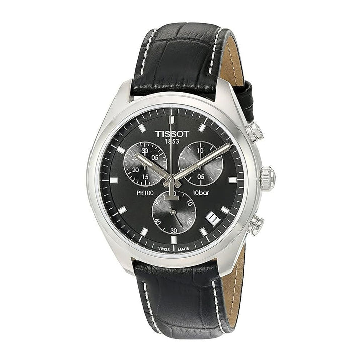Tissot PR100 T1014171605100 Men's Chronograph Black Leather Watch - View 1