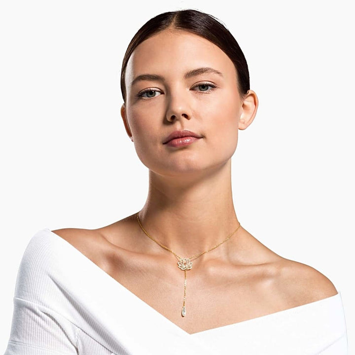 Swarovski Lotus Symbolic Necklace - White & Gold, 5521468 - View 4