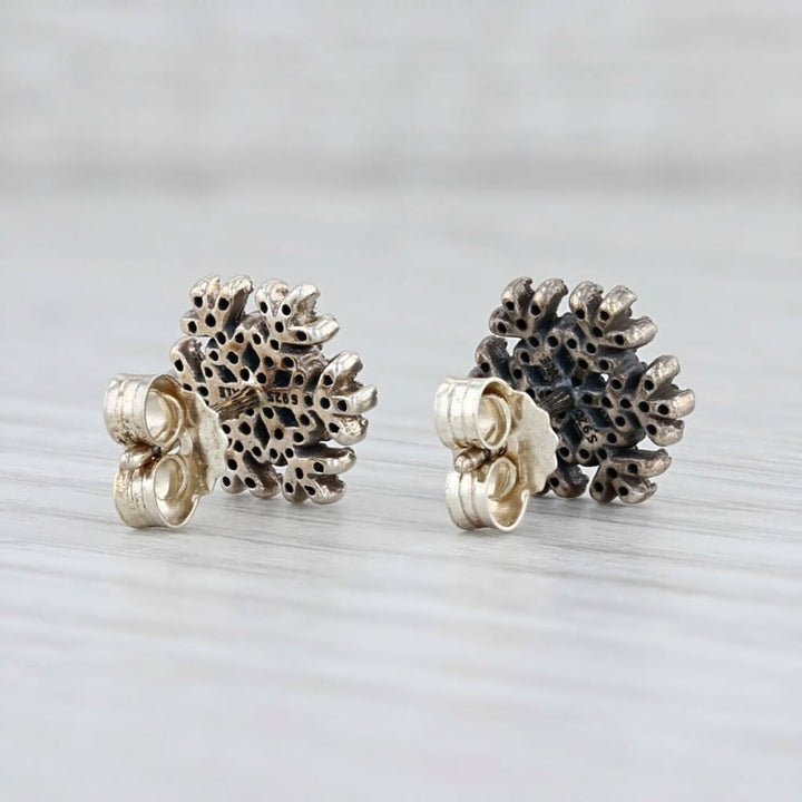 Pandora Snowflake Stud Earrings, Silver & CZ 290589CZ - View 3